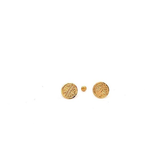 18K Gold Earrings Screw Type Round Circle - Picture 1 of 4